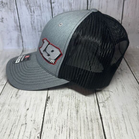 Richardson Original 112 Trucker Hat Cap Gray Black Adjustable 19 Racing - Picture 4 of 9
